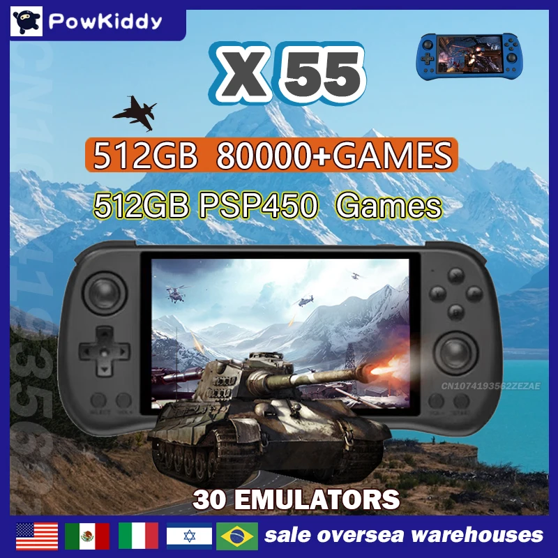 Gaming Console Retro Handheld - 80000Games 512G POWKIDDY X55 5.5INCH IPS